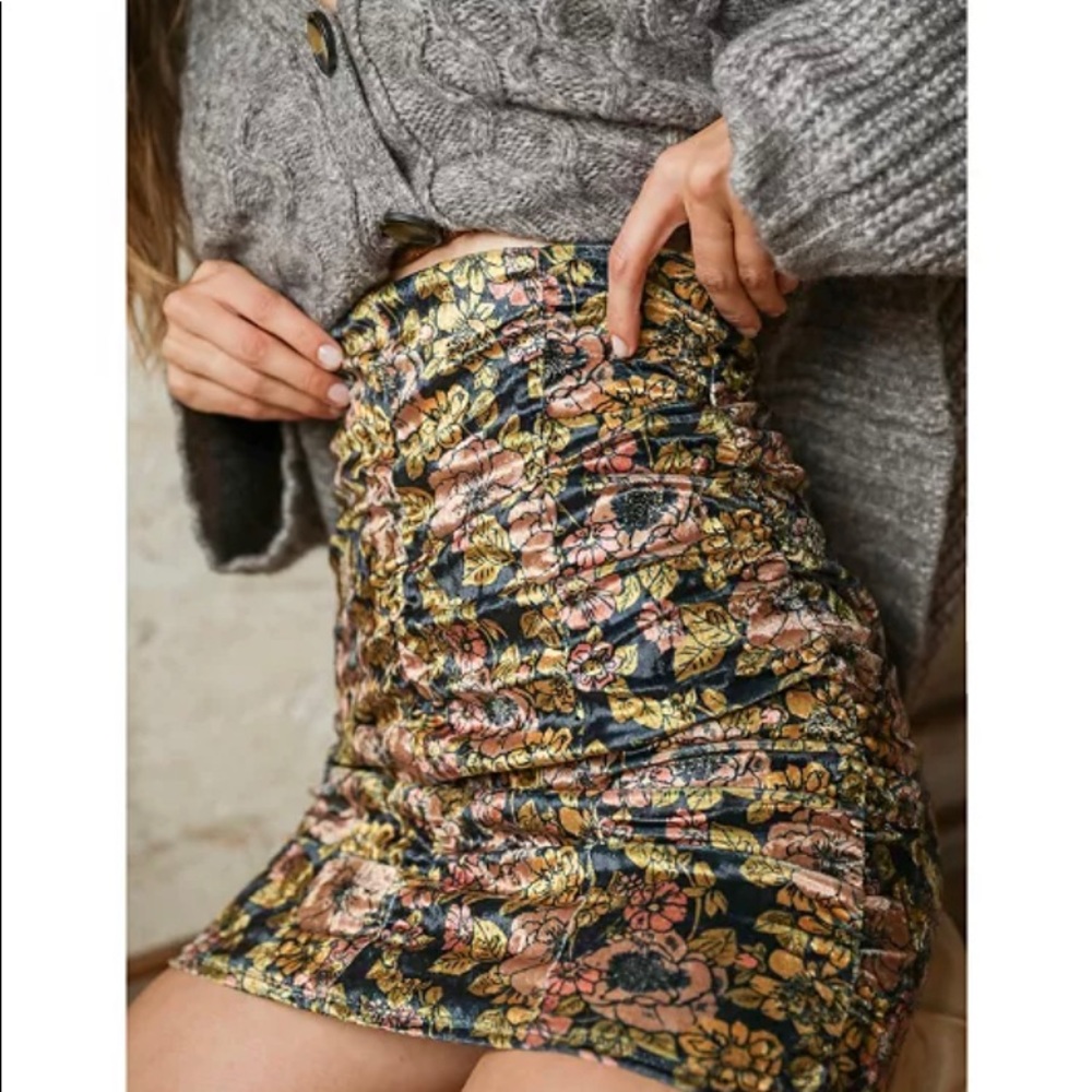 Free People Gigi Printed Mini Skirt dark combo